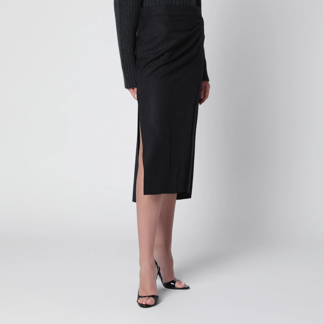 Victoria Beckham - Pressed Midi Skirt in Dark Grey Wool and Mohair Brand