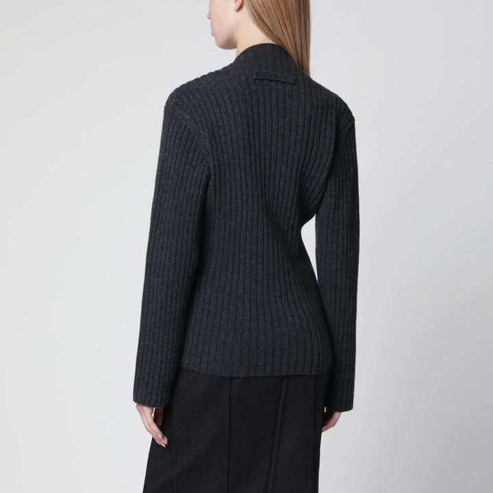 Victoria Beckham - Ribbed Sweater in Burgundy Wool and Cashmere Brand