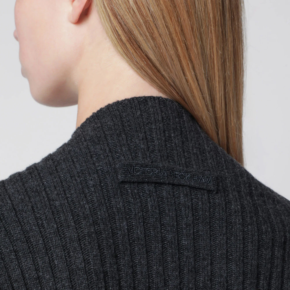 Victoria Beckham - Ribbed Sweater in Burgundy Wool and Cashmere Brand
