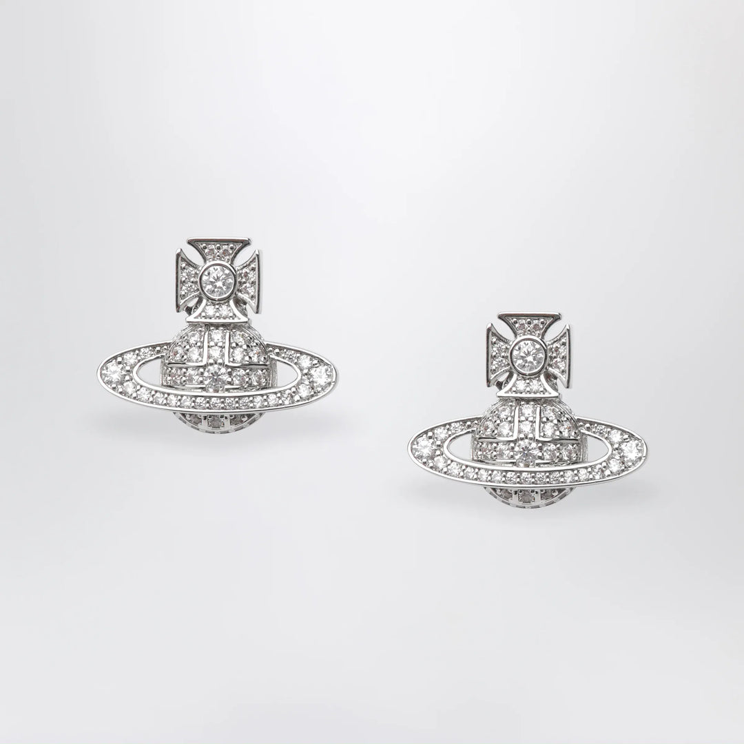 Vivienne Westwood - Platinum-Tone Metal Orb Earrings with Crystals Brand U