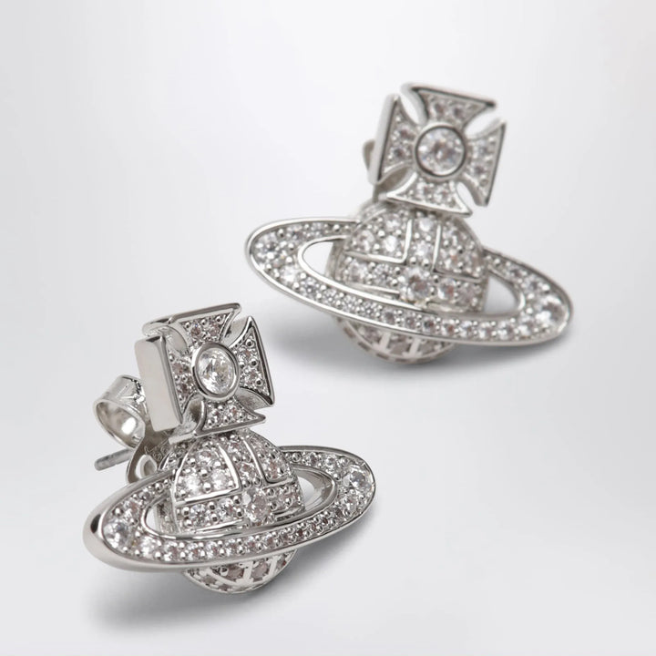 Vivienne Westwood - Platinum-Tone Metal Orb Earrings with Crystals Brand U
