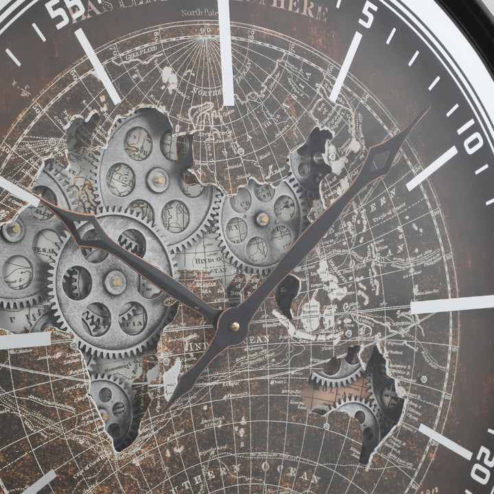 Chilli Wall Clock Geox Round Hemisphere Moving Cogs Wall Clock – Black Brand