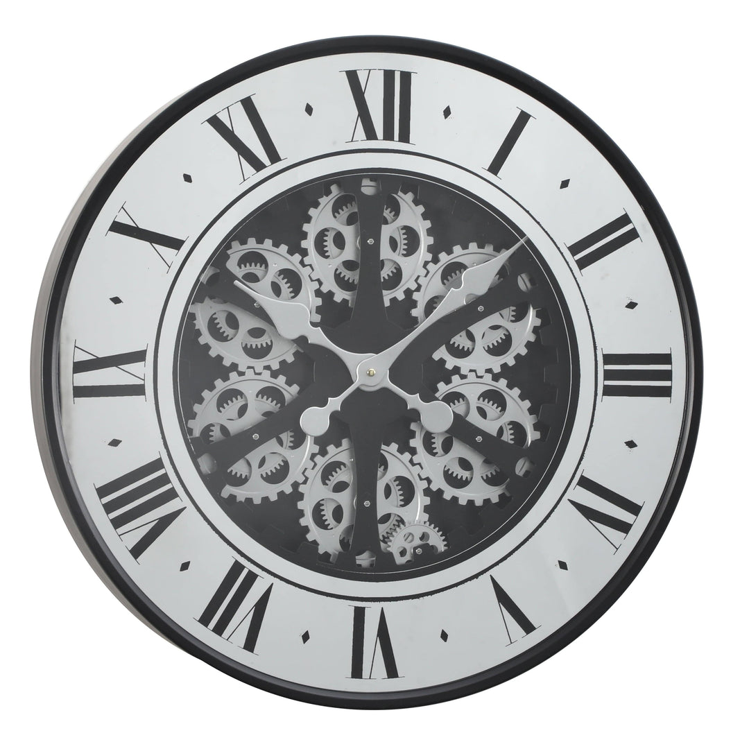 Chilli Wall Clock Incest Round French Mirrored Moving Cogs Wall Clock - Black w/Silver Brand