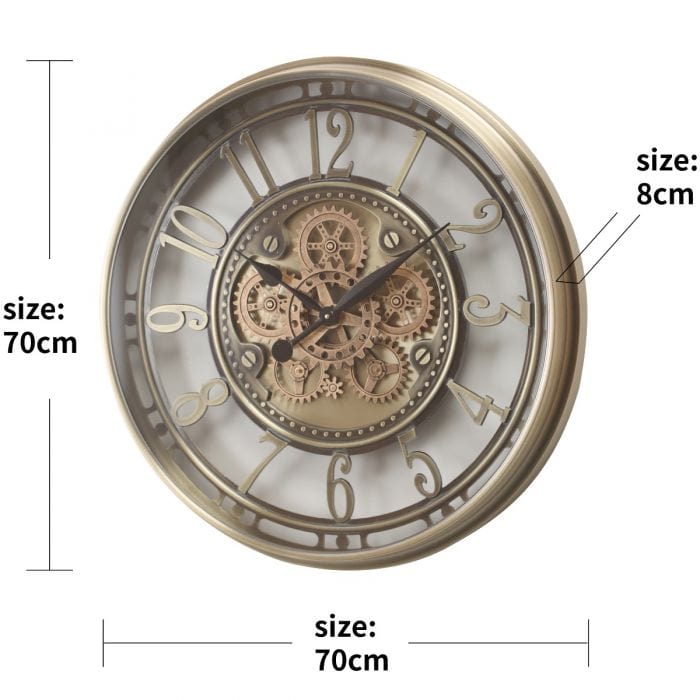 Chilli Wall Clock Maurice Industrial Wall Clock - Silver Brass wash Maurice 70cm Industrial Wall Clock – Silver & Brass Brand