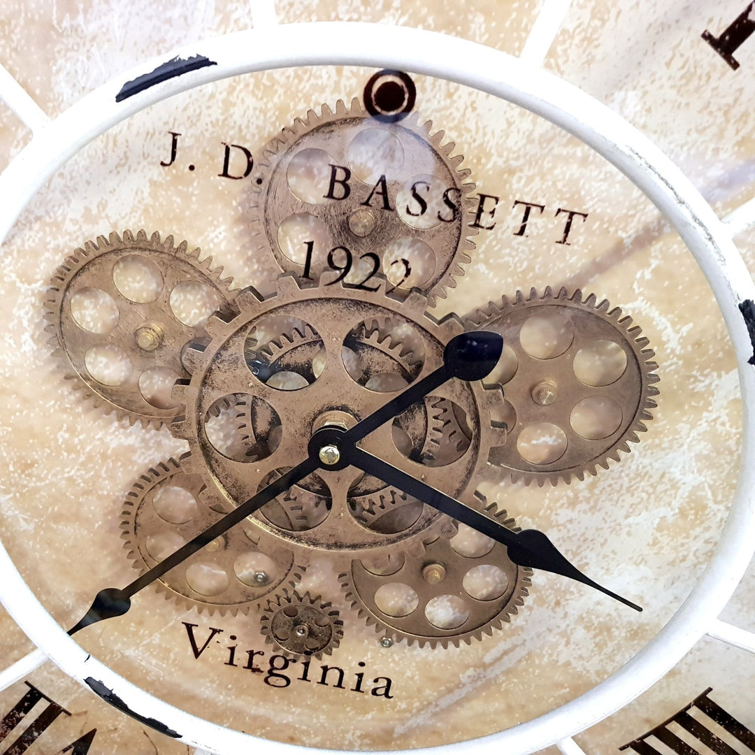 Italian Luxury Group Wall Clock Round 60cm Bassett Industrial moving cogs  wall clock - white Brand