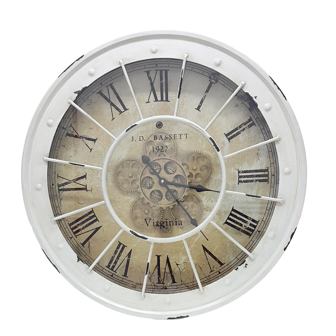 Italian Luxury Group Wall Clock Round 60cm Bassett Industrial moving cogs  wall clock - white Brand