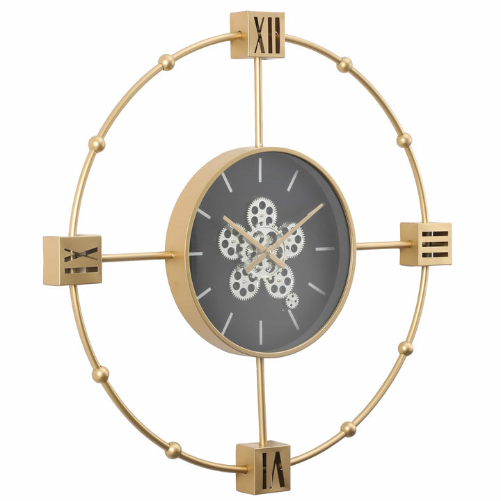 Chilli Wall Clock Timeless Industrial Moving Cogs Wall Clock - Gold Brand