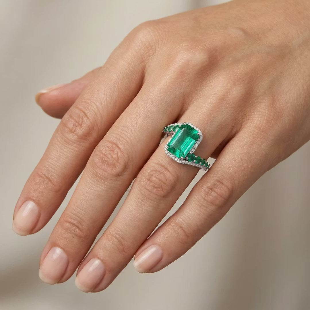 LEIBISH 3.75ct Muzo Emerald &amp; Diamond Couture Ring