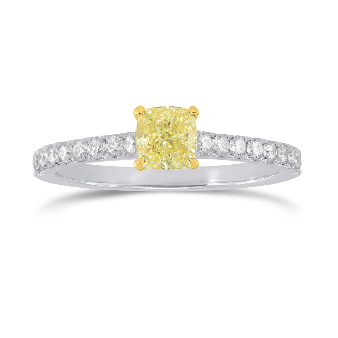 LEIBISH 0.75ct Fancy Yellow Cushion Pavé Diamond Ring