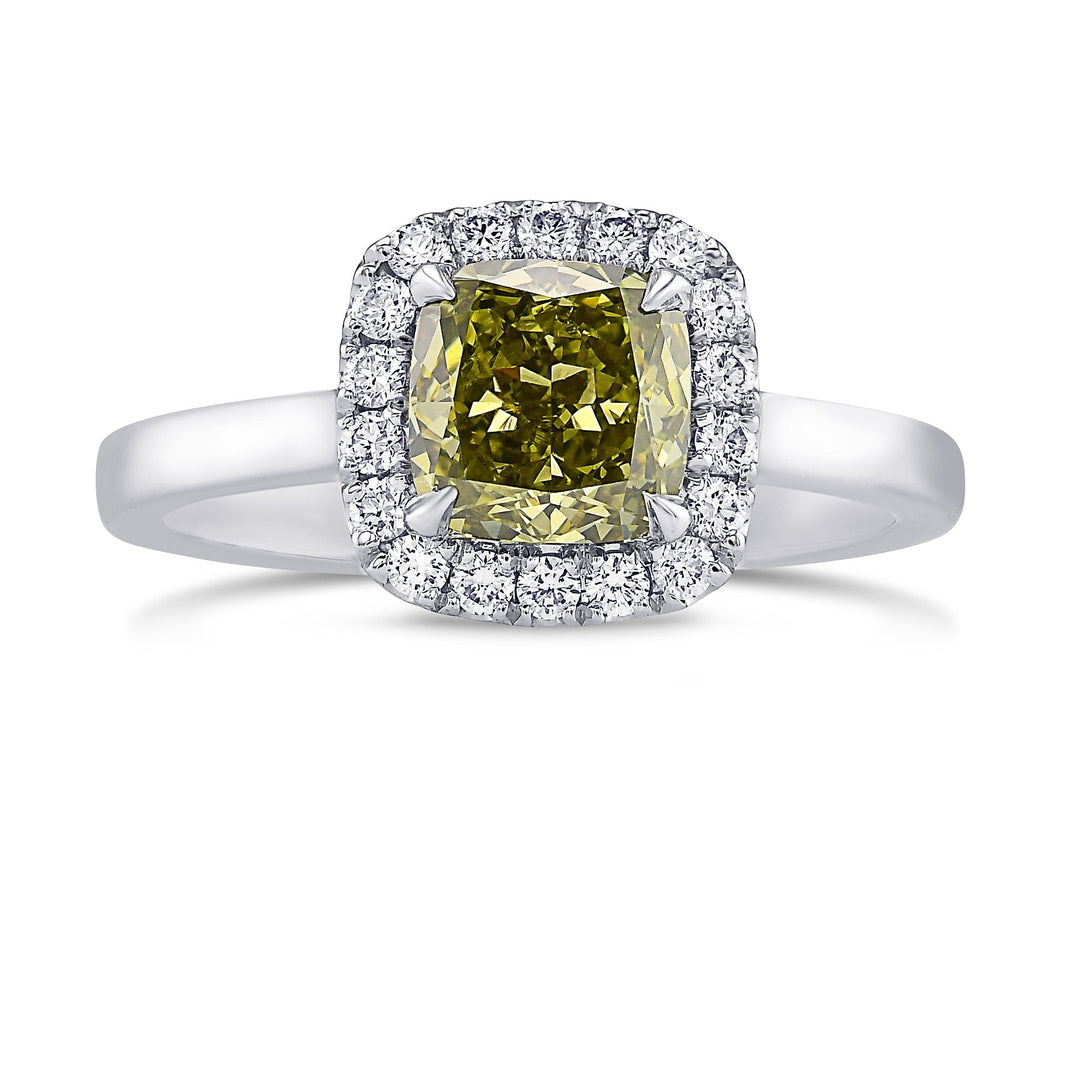 LEIBISH 1.07ct Chameleon Cushion Diamond Halo Ring
