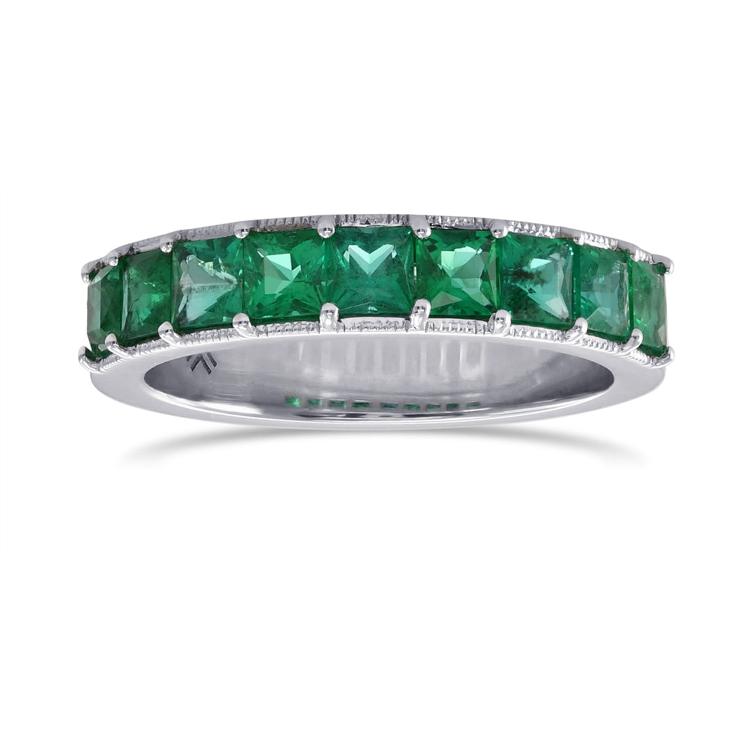 LEIBISH 1.16ct Princess Emerald Full Eternity Band Ring