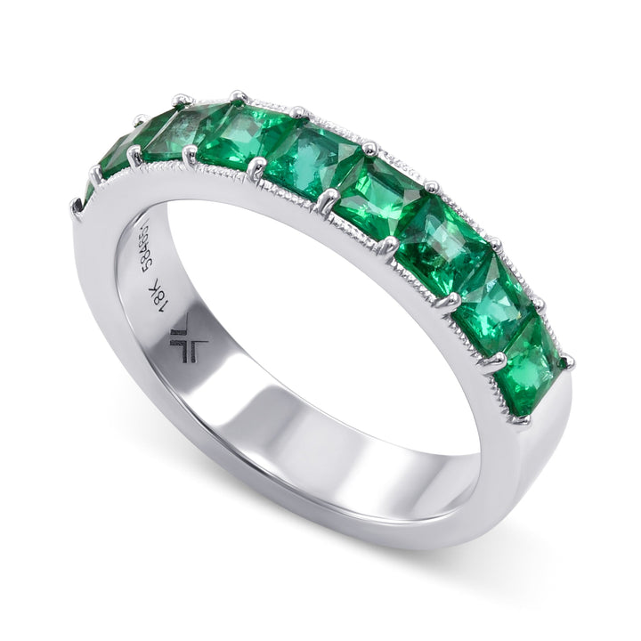 LEIBISH 1.16ct Princess Emerald Full Eternity Band Ring