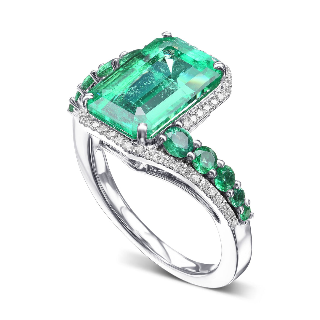LEIBISH 3.75ct Muzo Emerald &amp; Diamond Couture Ring
