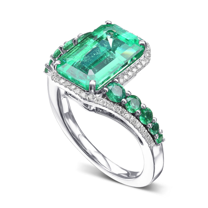 LEIBISH 3.75ct Muzo Emerald &amp; Diamond Couture Ring