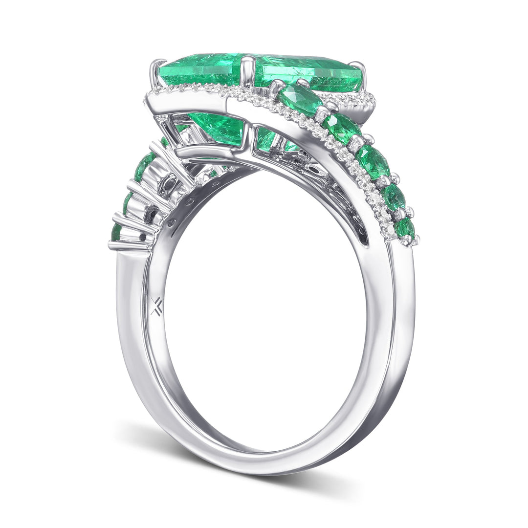 LEIBISH 3.75ct Muzo Emerald &amp; Diamond Couture Ring