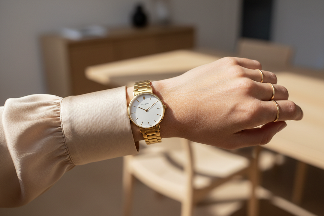 Nordgreen Native 32mm Gold 5-Link Wrist Lifestyle
